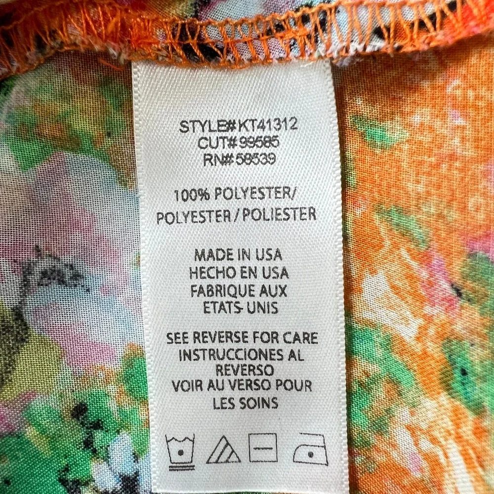 KUT from the‎ Kloth Sleeveless Floral Blouse Medium Draped Front Sheer USA Made